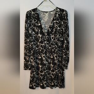 Nine West Black and White Faux Wrap Dress Size XXL